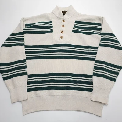 Vintage Eddie Bauer Sweater Mens Size XL Pullover Henley Green Striped 1 - Image 1 of 4