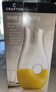 Crofton Wine Decanter Clear Glass Modern Design Handle Open Box - Picture 1 of 4