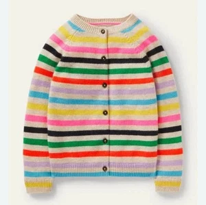 Mini Boden Kids' Cashmere Cardigan in Multi Stripe Size 6/7 - Picture 1 of 10