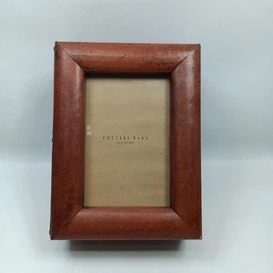 Vintage seltene Schmuckschatulle Keramik Scheune Leder verpackt Box 4x6 Rahmen Foto NEU - Bild 1 von 11