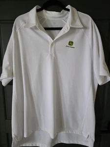 Lands' End Polo Shirt Mens XL White John Deer Textured Golf Top Short Sleeve - Picture 1 of 6