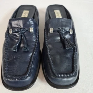Brighton "Jamie" Womens Leather Slipon Loafers/mules Size 8.5N Color Dark Blue - Picture 1 of 11