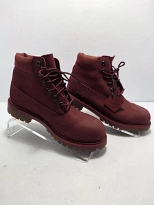 Timberland 6" A1VCK Burgundy Nubuck Waterproof Boots Girls Size 3 - Picture 1 of 18
