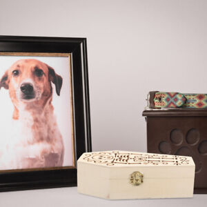  Coffin Shaped Boxes Pet Urn Wooden Hand-carved Bone Memorial The Dog