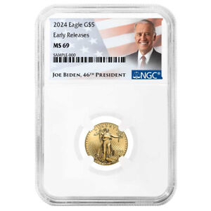 2024 $5 American Gold Eagle 1/10 oz NGC MS69 ER Biden Label