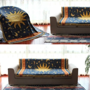 Cotton Thread Knitted Blanket with Tassel Sofa Cover Bedspread Tablecloth - Picture 1 of 13