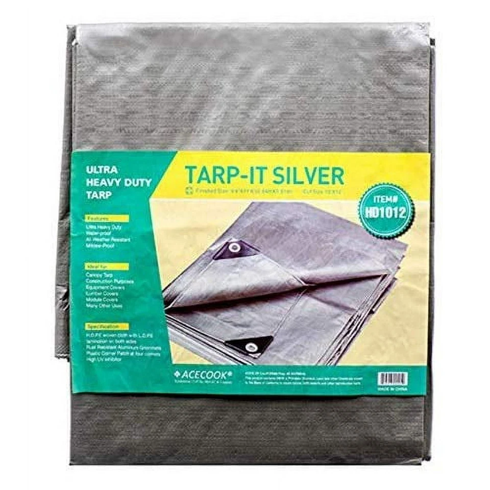 12 FT X 20 FT Waterproof Multi Purpose Silver Tarp Poly Cover Roof Car Equipment