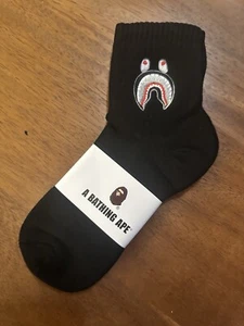 🐵 BAPE A Bathing Ape Short Crew Socks • Black Monster Head • Size Large • BNWT - Picture 1 of 3