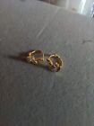NEW GOLD PLATED SMALL LEAF SLEEPER EARINGS PAIR T2 / CH06  FREE POUCH