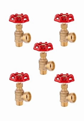 5 PCS EFIELD Boiler Drain 1/2 inch MIP x 3/4 inch MHT, Brass