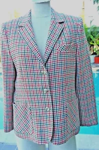 COUNTRY SUBURBANS Gorgeous 60s Brown Red Houndstooth Pattern Jacket SZ 12 - Picture 1 of 6