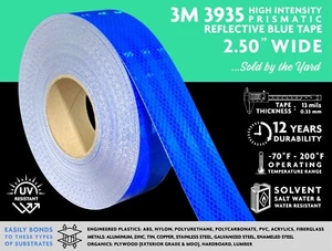 3M 3935 CINTA PRISMÁTICA (CADERA) DE ALTA INTENSIDAD, AZUL, 2,50” DE ANCHO, ¡POR YARDA! - Imagen 1 de 3