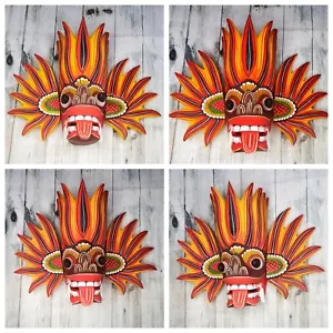 "Appendere da parete in legno intagliato a mano Sri Lanka arredamento casa fuoco Tiki maschera da collezione 8" - Foto 1 di 9