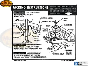 1967 67 CHEVELLE JACKING INSTRUCTIONS TRUNK DECAL MALIBU SS 6903937 - Picture 1 of 1