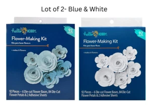 Hello Hobby Aqua Blue And White Paper Flower Cute Craft Kit 92 Pieces Lot of 2 - Picture 1 of 10