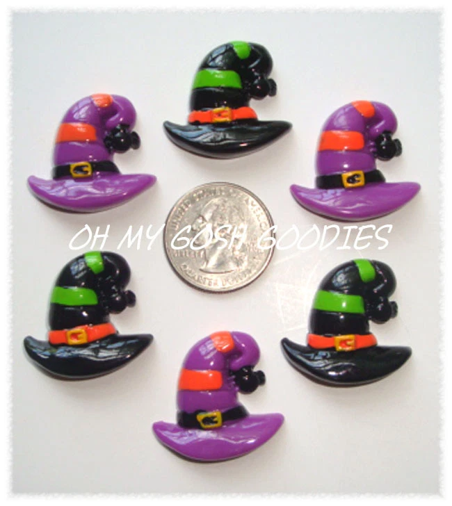 6 PIEZAS HALLOWEEN RAYAS BRUJA SOMBREROS FLATBACK RESINA 4 ARCO PARA EL PELO CENTRO ASST Foto 1 de 1