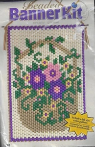 The Beadery~Beaded Banner Kit 5238~basket of flowers 10" X 14 3/4" - Picture 1 of 2