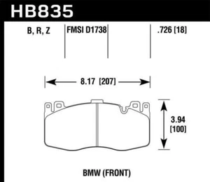 Hawk Performance HB835B.726 13-16 BMW 5 Serie HPS 5.0 Pastillas Freno Delantero - Imagen 1 de 2