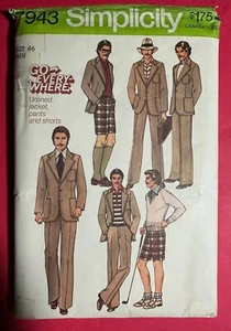 Simplicity Sewing Pattern MEN'S PANTS, SHORTS, & UNLINED JACKET 7943 SIZE 46 - Picture 1 of 2