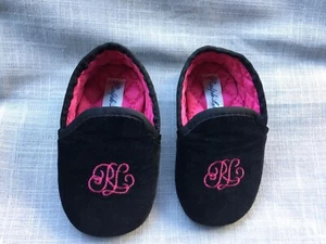 ZAPATOS SIN CORDONES RALPH LAUREN NEGROS VELEVET BEBÉ NIÑA TALLA 2 ROSA BORDADO LOGOTIPO RL - Imagen 1 de 13
