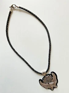 Harley-Davidson mens Classic Eagle with Bar&Shield pendant.Silver plated.Leather - Picture 1 of 8