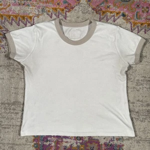 Daily Drills Women’s Ringer T Shirt Size M/L Beige - Picture 1 of 5