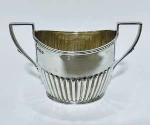 Antike viktorianische massive Sterling Silber Doppelhenkel Zuckerdose 1896 Sheffield - Bild 1 von 10