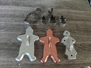 VINTAGE ALUMINUM & METAL COOKIE CUTTERS HOLIDAY THEMED SET OF 9 FREE USA SHIP - Picture 1 of 3