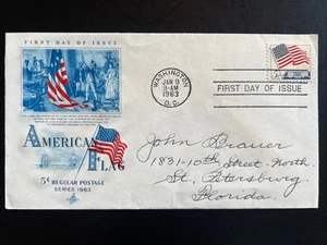 1208 50 Star Flag over White House FDC Art Craft Jan 9, 1963 Washington DC - Picture 1 of 2