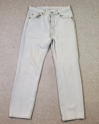 Винтажные джинсы США Levi's 501 90-х Y2K ярлык размер 33X30 подходит 30X28 синий свет стирка - Изображение 1 из 4