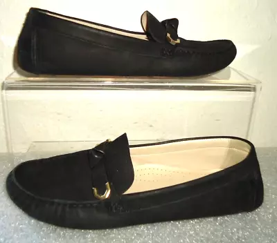 NWT Cole Haan Women's Evelyn Bow Driver Loafer, Black Nubuck (AKUYA),Size  5.5 - Image 1 of 4