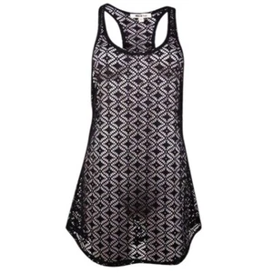 Miken Tank Kleid Schwimmen Überziehen Schwarz Häkelspitze Racerback Strand Lounge Medium - Bild 1 von 6