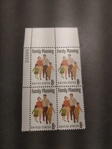 US Plate Block of 4 Scott #1455 8c Family Planning, MNH, OG - Picture 1 of 2