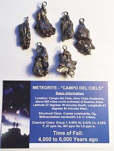 "RARE" 1 x 5-10 Gram Meteorite Pendant "Campo Del Cielo" with Info/Certificate