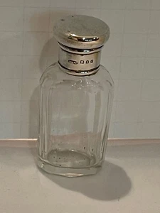 Antique 1920/1921 English Crystal Perfume Scent Bottle w Sterling Top - Picture 1 of 9
