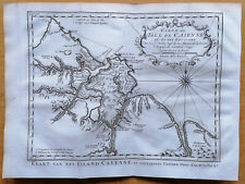 Map of Cayenne Frensh Guiana - Original Engraving Bellin - 1750