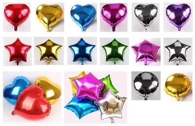 1-24x 10" 18" Heart Round Star Solid Foil Balloon Helium Baby Shower Bride BDAY - Image 1 of 4