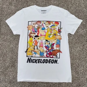 Nickelodeon Womens 90s Cartoons White Short Sleeve Graphic Tee Size Small - Picture 1 of 6