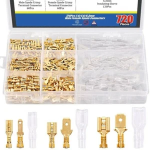 720pc Assorted Insulated Electrical Wire Terminal Crimp Connectors Spade Set Kit - Picture 1 of 11