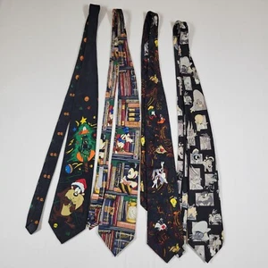 4 Looney Tunes Mania Neck Ties 1995 Tazmanian Devil Micky Mouse Speedy Gonzales - Picture 1 of 10