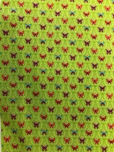 Makower - #262 Mini Butterfly - Lime Green Background 100% Cotton - By 1/4m - Picture 1 of 4