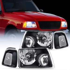 For 2001-2011 Ford Ranger Headlights Replacement Black Housing Clear Corners - Picture 1 of 8