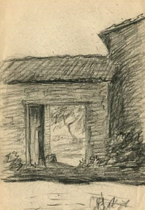 Vintage Pencil Drawing Original signed Entrance to a Farm 1951 - Picture 1 of 8