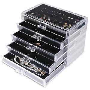 Extra Large Acrylic Jewelry Box for Women 5 Layers Clear Jewelry Organizer Ve... - Picture 1 of 6