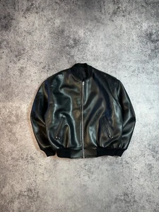 y2k vintage style leather bomber jacket streetwear rare m opium - Picture 1 of 6