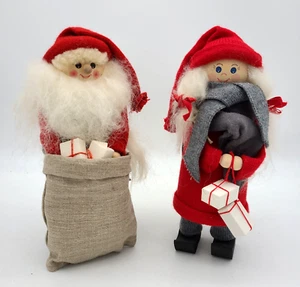 Paar Original Tomte 10" Schwedische Holz Schweden Figuren Weihnachtsmann Pakete 2er Set - Bild 1 von 10