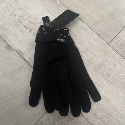 Guantes Victoria's Secret Bling Gem tejido brillante guantes suaves negros, nuevos con etiquetas Foto 1 de 3