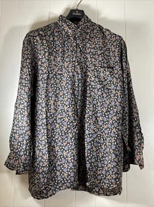 Robert Stock Men Button Up Shirt XL Geometric Abstract 100% Silk Long Sleeve - Picture 1 of 15