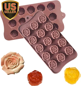 2 Pack Valentine'S Day Silicone Molds Chocolate Candy Mold Rose Flower Baking Mo - Picture 1 of 7