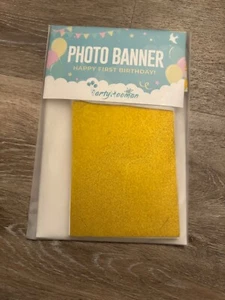 First Birthday Party Gold Photo Banner Baby Sign Party Decor - Picture 1 of 4